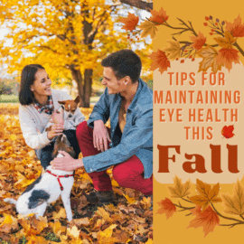 Young couple outside in the fall foliage