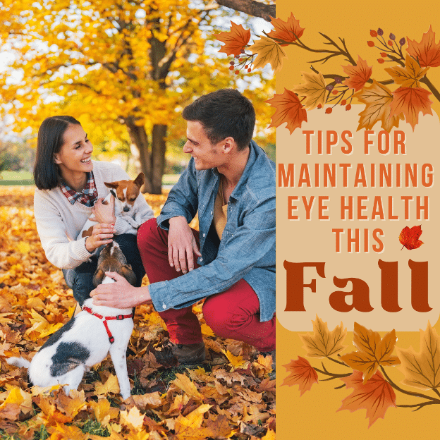 Young couple outside in the fall foliage